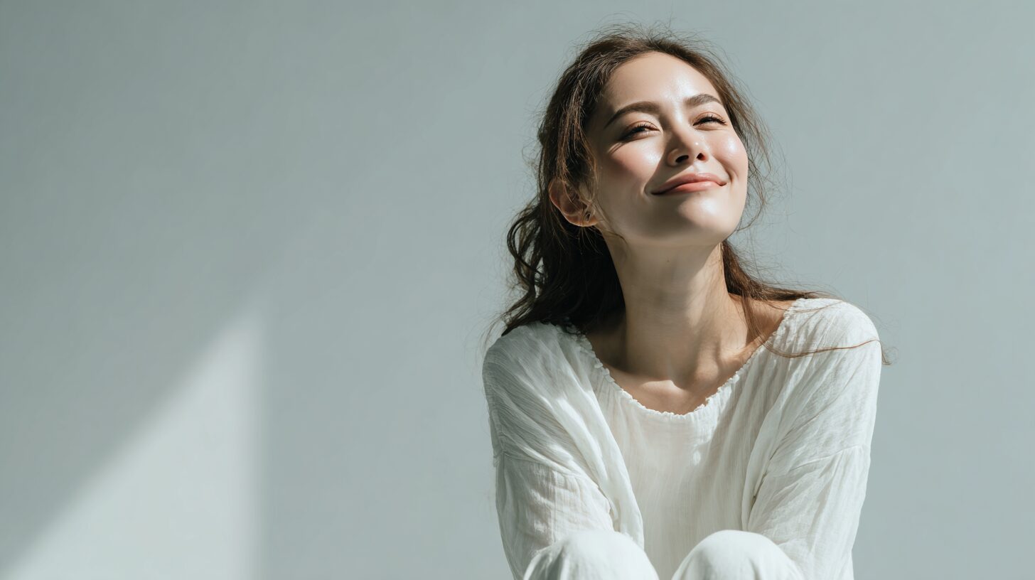 目を閉じて自分の気持ちに向き合う女性のイメージ