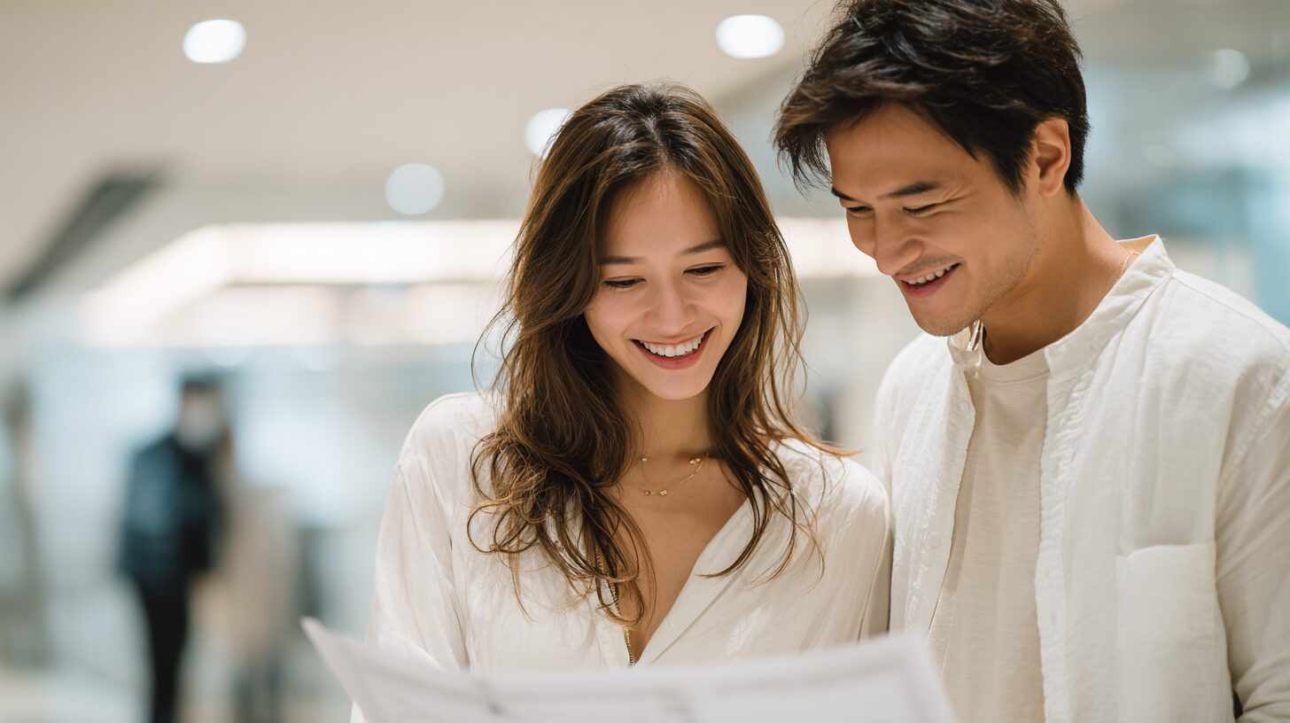 書類を一緒に読む男女のイメージ